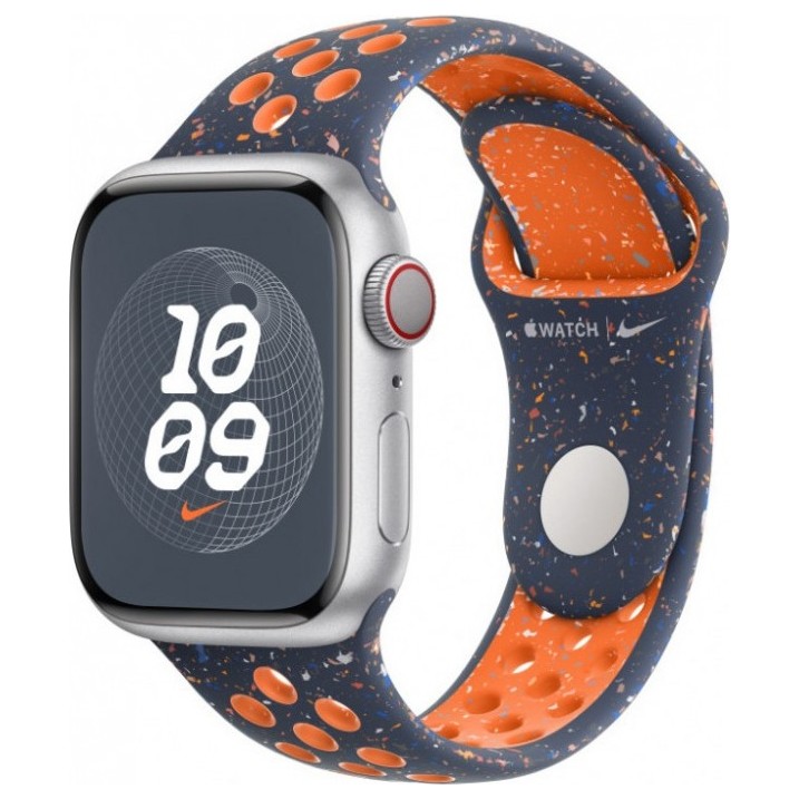 Apple Watch SE 2023 40mm Aluminum Case with Nike Sport Band Silver Blue Flame