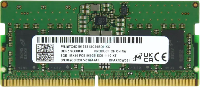 Оперативная память 8Gb DDR5 5600MHz Micron SO-DIMM (MTC4C10163S1SC56BD1)