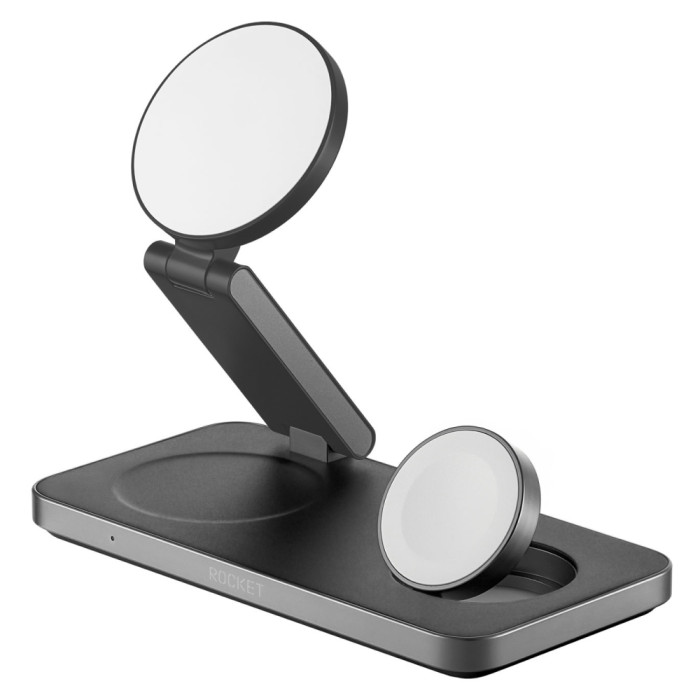 Беспроводное зарядное устройство 3в1 ROCKET Magic, мощность 23Вт, чёрный