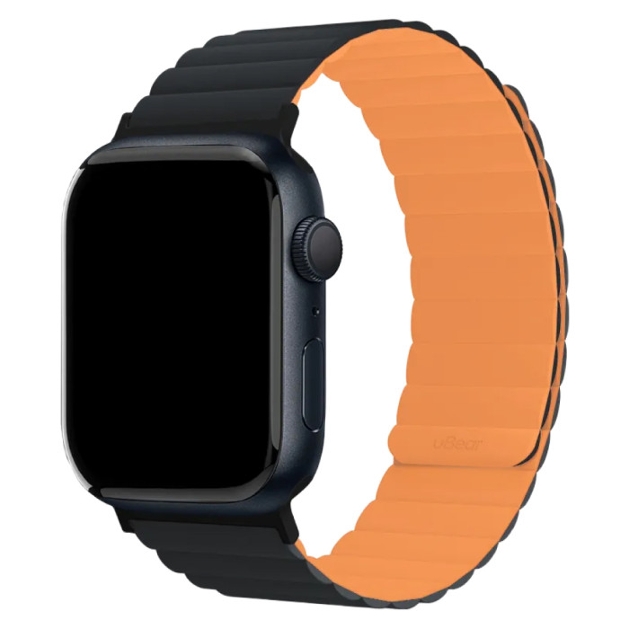 Ремешок uBear Mode для Apple Watch M/L (42, 44, 45, 49 мм), силиконовый, черный/оранжевый