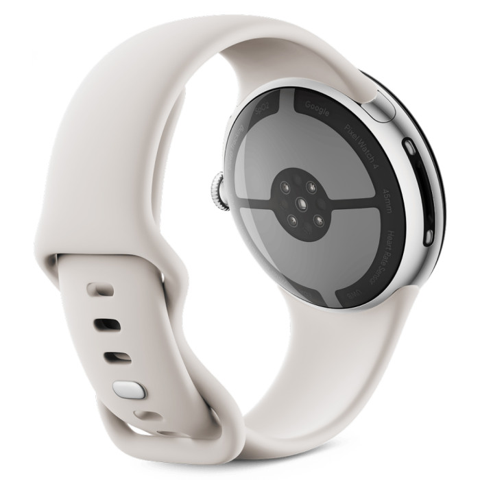 Умные часы Google Pixel Watch 4 45mm Wi-Fi Серебряный/Бежевый (Polished Silver/Porcelain)