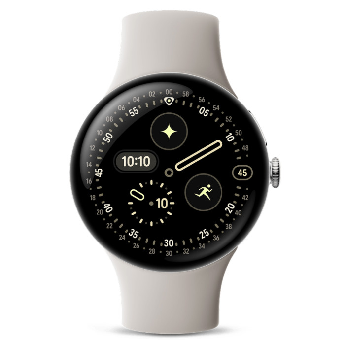 Умные часы Google Pixel Watch 4 45mm Wi-Fi Серебряный/Бежевый (Polished Silver/Porcelain)