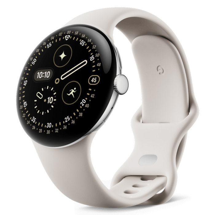 Умные часы Google Pixel Watch 4 45mm Wi-Fi Серебряный/Бежевый (Polished Silver/Porcelain)