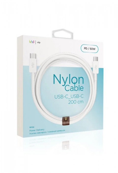 Кабель VLP Nylon Cable USB C - USB C 60W 2м белый | Фото 2 из 4