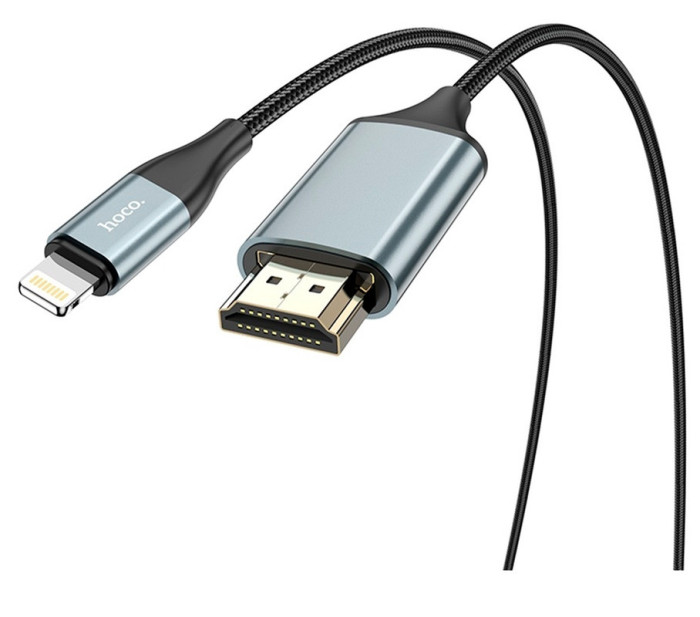 Кабель HOCO HDMI - Apple Lightning Iphone HOCO UA15 High-definition, 2м, full HD, серый | Фото 8 из 8