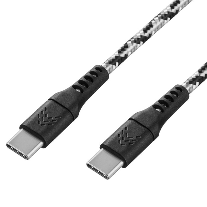 Зарядный кабель Rocket Contact USB-C/USB-C 1 м, чёрно-белый, тканевая оплётка