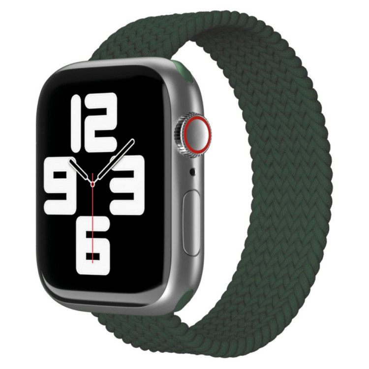 Ремешок нейлоновый плетёный VLP для Apple Watch 38/40/41 L/XL тёмно-зелёный