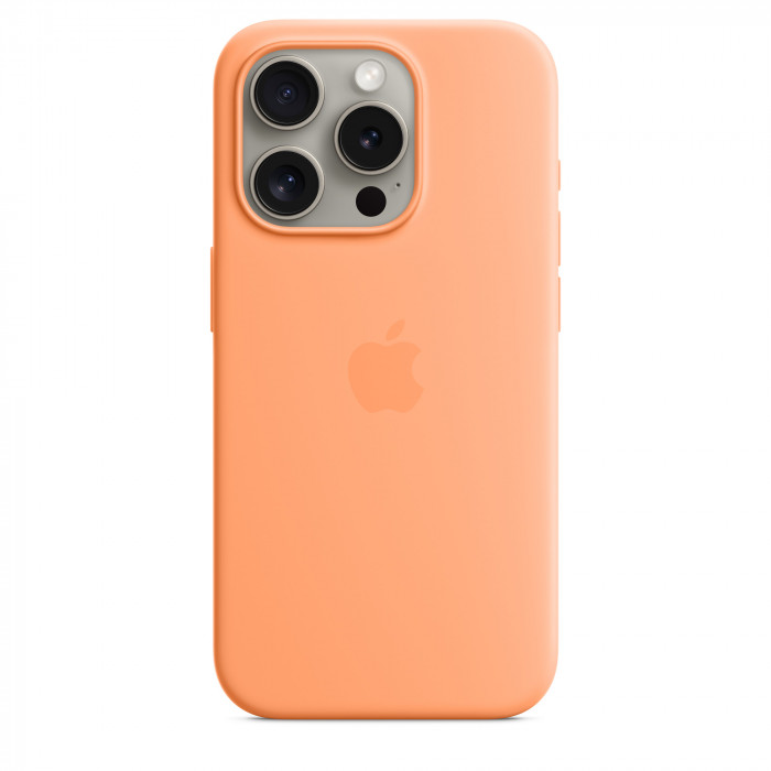 Чехол Silicone Case MagSafe для iPhone 15 Pro Orange Sorbet