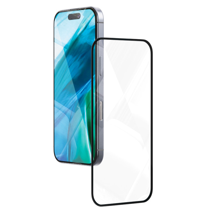 Стекло защитное 2.5D VLP A-Glass для iPhone 13/13Pro/14/15/16/16E с черной рамкой