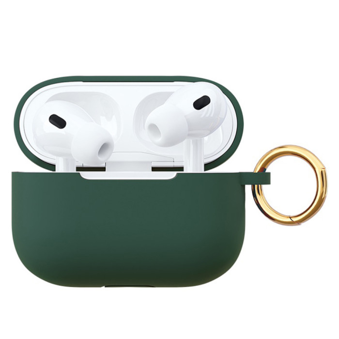 Чехол силиконовый VLP Soft Touch, с кольцом, для AirPods Pro 2 (2022), темно-зеленый