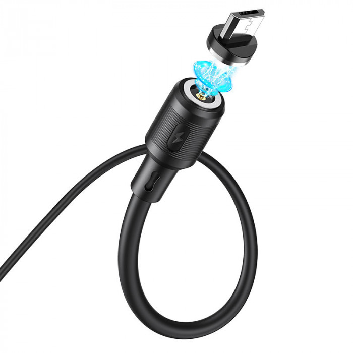 Кабель HOCO X52 Sereno Magnetic MicroUSB, 2.4А, магнитный, 1м, PVC Черный | Фото 3 из 5