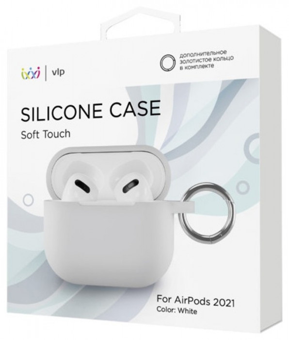 Чехол силиконовый VLP Soft Touch, с кольцом, для AirPods (3rd generation), белый | Фото 2 из 3