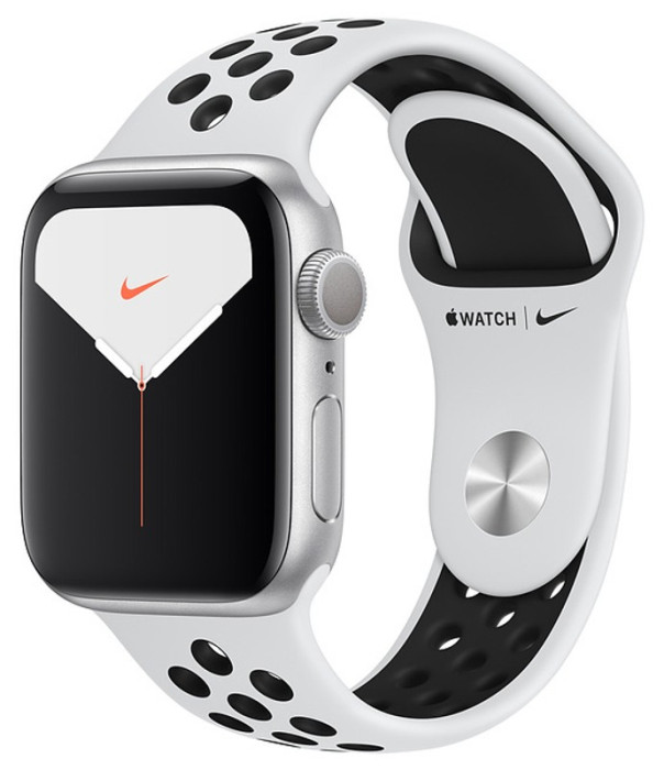 Умные часы Apple Watch Series 5 GPS 44mm Aluminum Case with Nike Sport Band Серебристый/чистая платина/черный