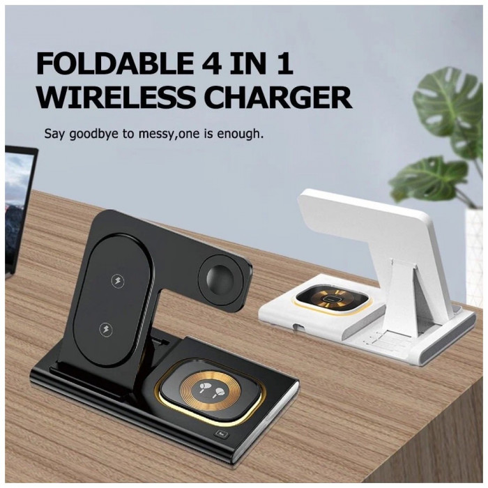 Беспроводная зарядная станция 4 в 1 Magnetic Night Light A80 Черный | Фото 2 из 4