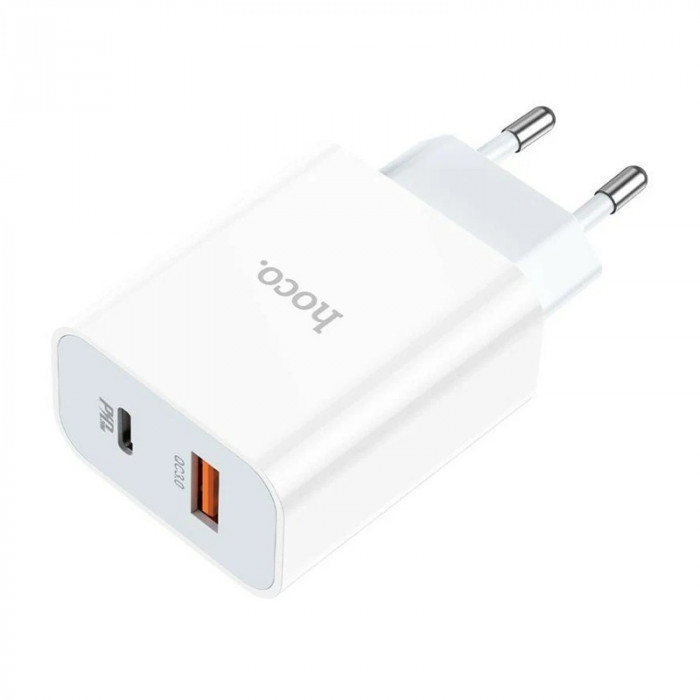 Зарядное устройство HOCO C97A 1USB+USB Type-C 3.0A Белый + USB-C кабель 1м