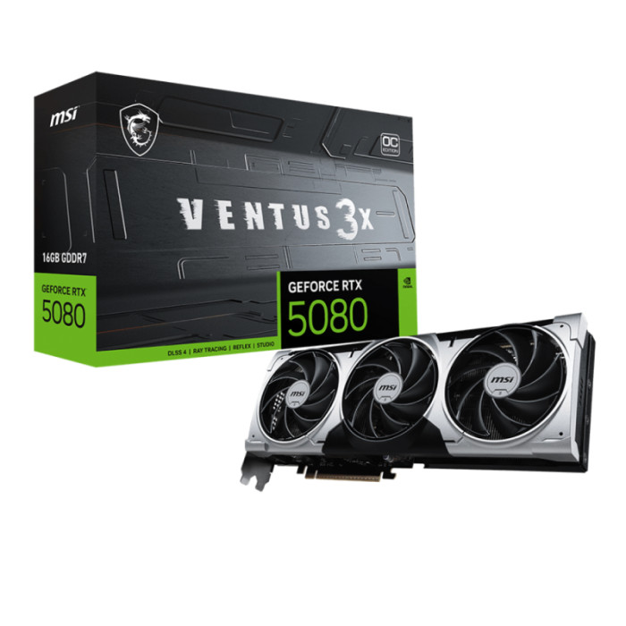 Видеокарта NVIDIA GeForce RTX 5080 MSI 16Gb (RTX 5080 16G VENTUS 3X OC PLUS)