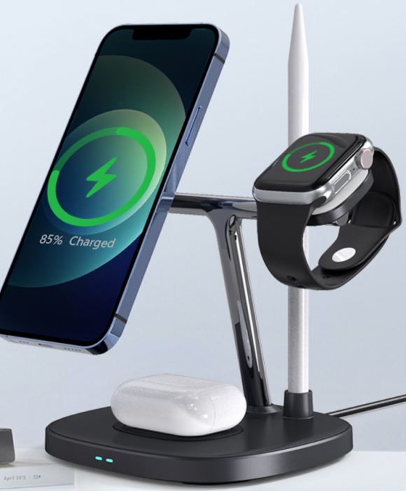 Беспроводная зарядная станция Three in one 3in1 Wireless Charger Черный | Фото 2 из 2
