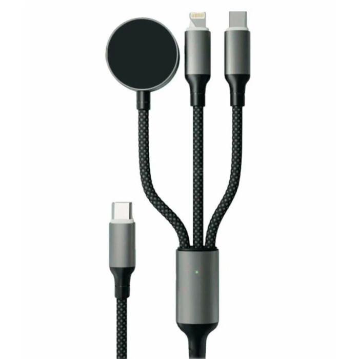 Кабель VLP Dragon Cable 3 in 1 USB C-USB-C+Lightning+Watch, 1.2м, черный