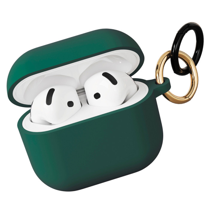Чехол силиконовый VLP Charm Case для AirPods 4, темно-зеленый
