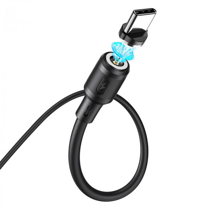 Кабель HOCO X52 Sereno Magnetic USB - Type-C, 3А, магнитный, 1м, PVC Черный | Фото 2 из 3