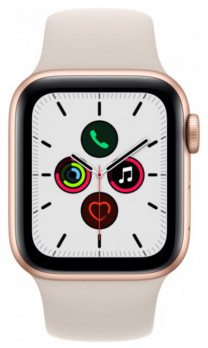 Умные часы Apple Watch SE GPS 44mm Aluminum Case with Sport Band Золотистый/Сияющая звезда