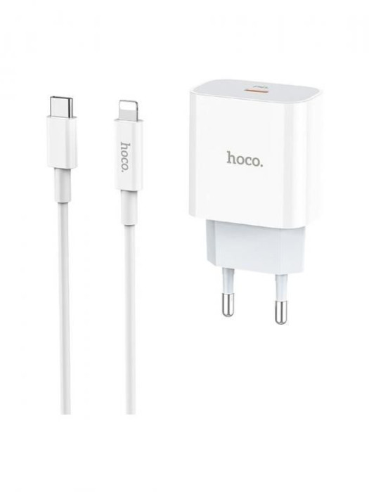 Зарядное устройство HOCO C76A PD 20W QC3.0 3A + кабель Lighting to Type-C Белый | Фото 2 из 2