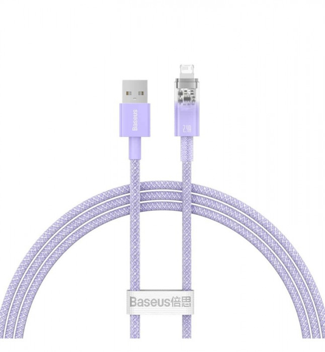 Кабель Baseus Explorer Series Fast Charging Cable with Smart Temperature Control USB to Apple Lightning 2.4A 1m (CATS010005) Фиолетовый | Фото 1 из 2