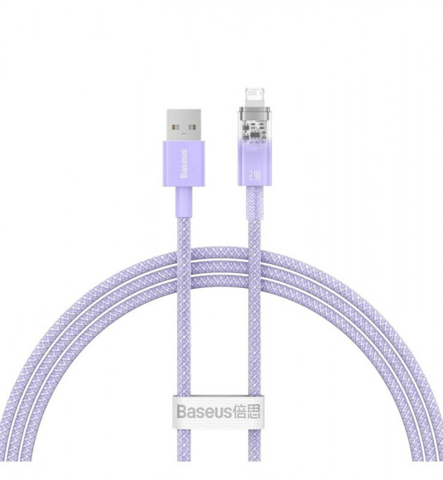 Кабель Baseus Explorer Series Fast Charging Cable with Smart Temperature Control USB to Apple Lightning 2.4A 1m (CATS010005) Фиолетовый | Фото 2 из 2