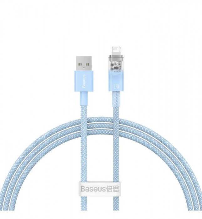 Кабель Baseus Explorer Series Fast Charging Cable with Smart Temperature Control USB to Apple Lightning 2.4A 1m (CATS010003) Голубой | Фото 2 из 2