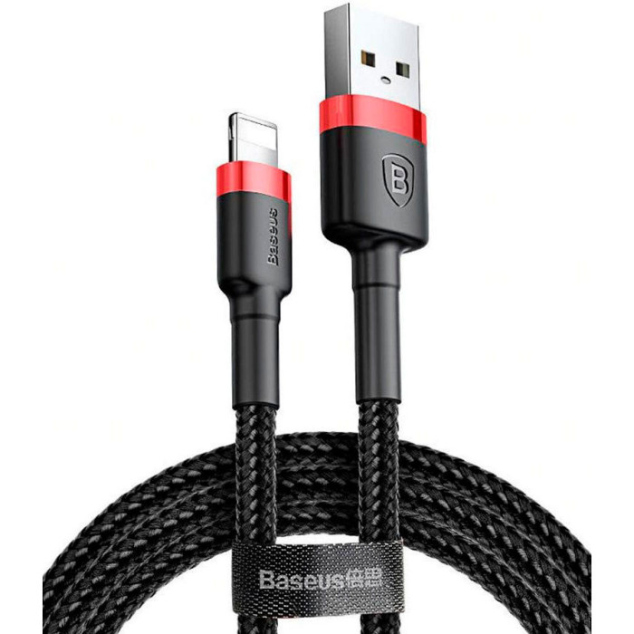 Кабель USB - Lightning Baseus cafule Cable 2.4A 1 метр - Красный (CALKLF-B19) | Фото 4 из 4