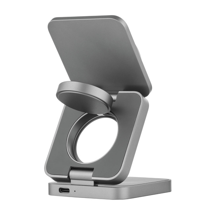 Беспроводное зарядное устройство uBear Balance Ultra, 3-в-1, с поддержкой MagSafe, Qi2, Серый | Фото 4 из 7