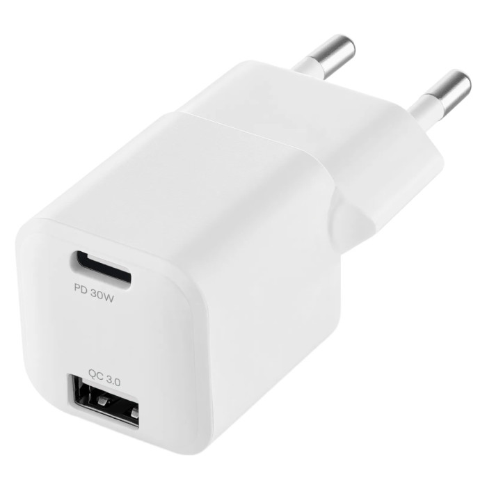 Сетевое зарядное устройство uBear Pulse Dual, GaN, 30 Вт, белый