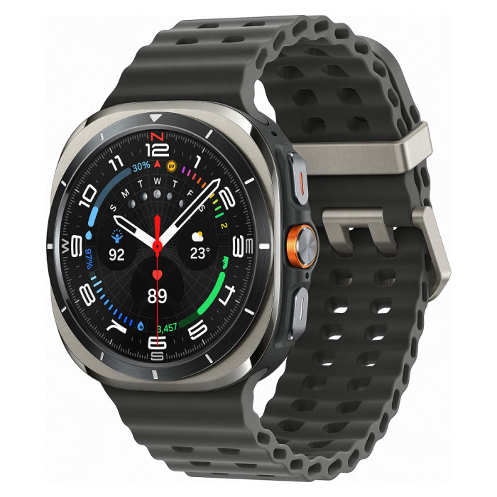 Умные часы Samsung Galaxy Watch Ultra (2025) LTE 47mm Серебристые с черным ремешком