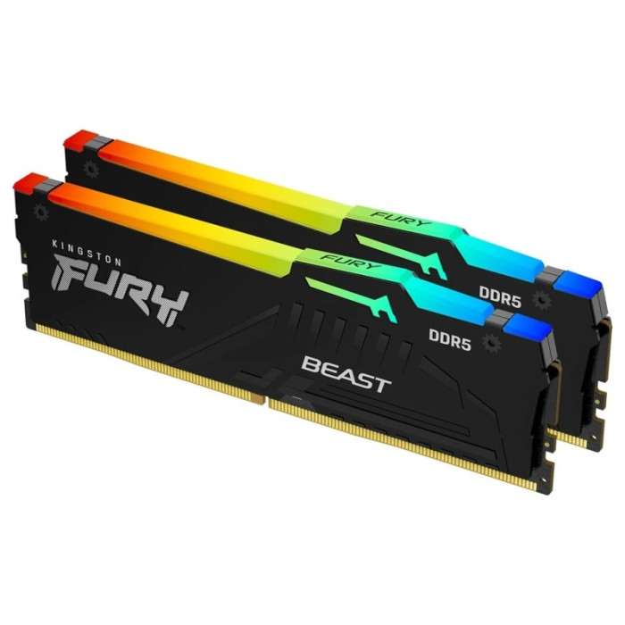 Оперативная память 64Gb DDR5 5200MHz Kingston Fury Beast RGB (KF552C40BBAK2-64) (2x32Gb KIT)