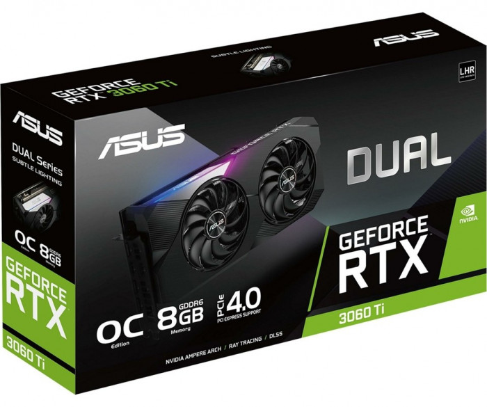 Видеокарта ASUS Dual GeForce RTX 3060 Ti V2 OC (DUAL-RTX3060TI-O8G-V2), Retail | Фото 1 из 14