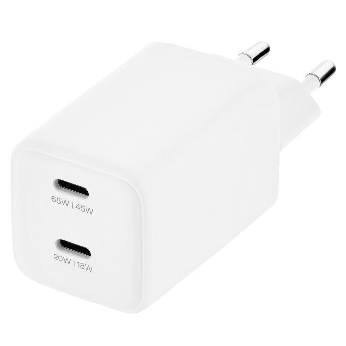 Cетевое зарядное устройство uBear Bridge USB-C, 65 Вт, GaN + Super Fast Charging, белый