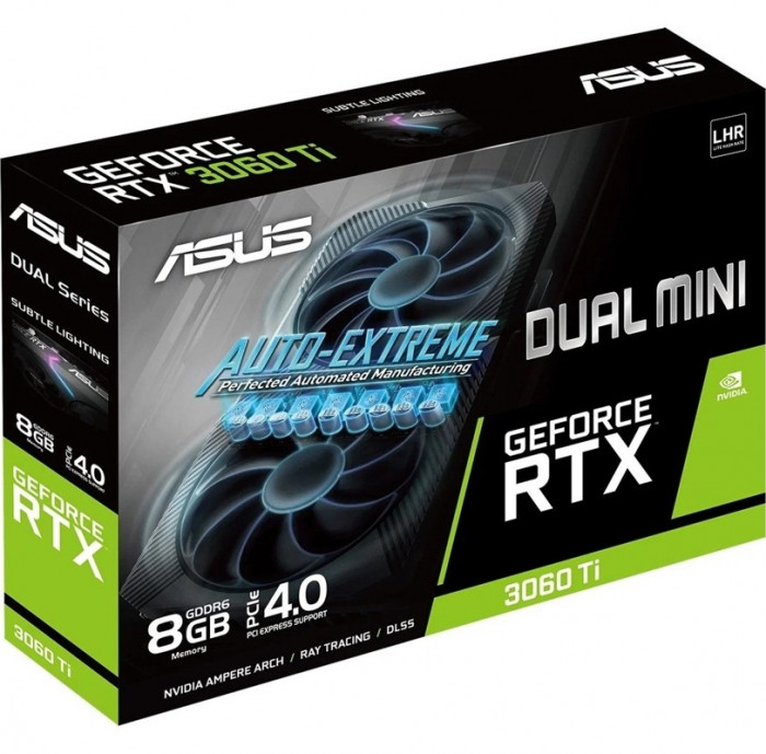 Видеокарта ASUS GeForce RTX3060 Ti LHR 8 Gb (DUAL-RTX3060TI-8G-MINI-V2), Retail | Фото 1 из 8