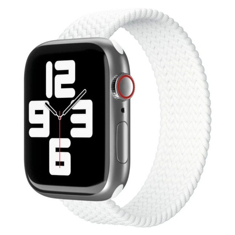 Ремешок нейлоновый плетёный VLP для Apple Watch 42/44/45 L/XL белый