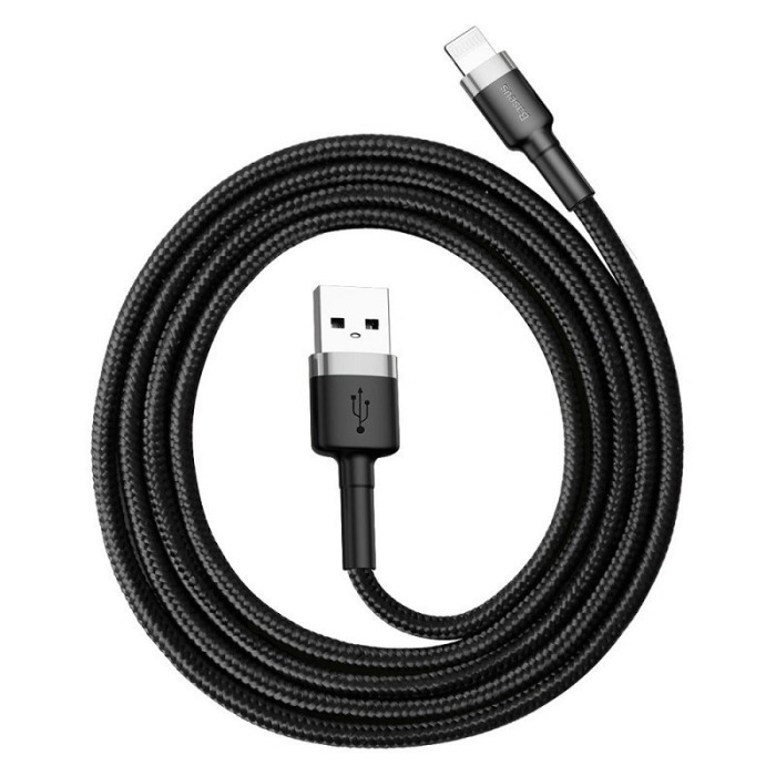 Кабель USB - Lightning Baseus cafule Cable 2.4A 1 метр - Чёрный (CALKLF-BG1) | Фото 2 из 2