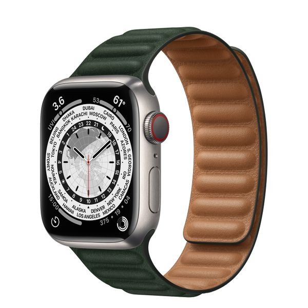 Ремешок Leather Link для Apple Watch 42/44/45mm Sequoia Зеленый (Green) | Фото 2 из 2